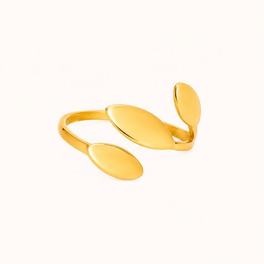 Leaf-Inspired Open Gold Ring