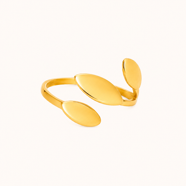 Leaf-Inspired Open Gold Ring