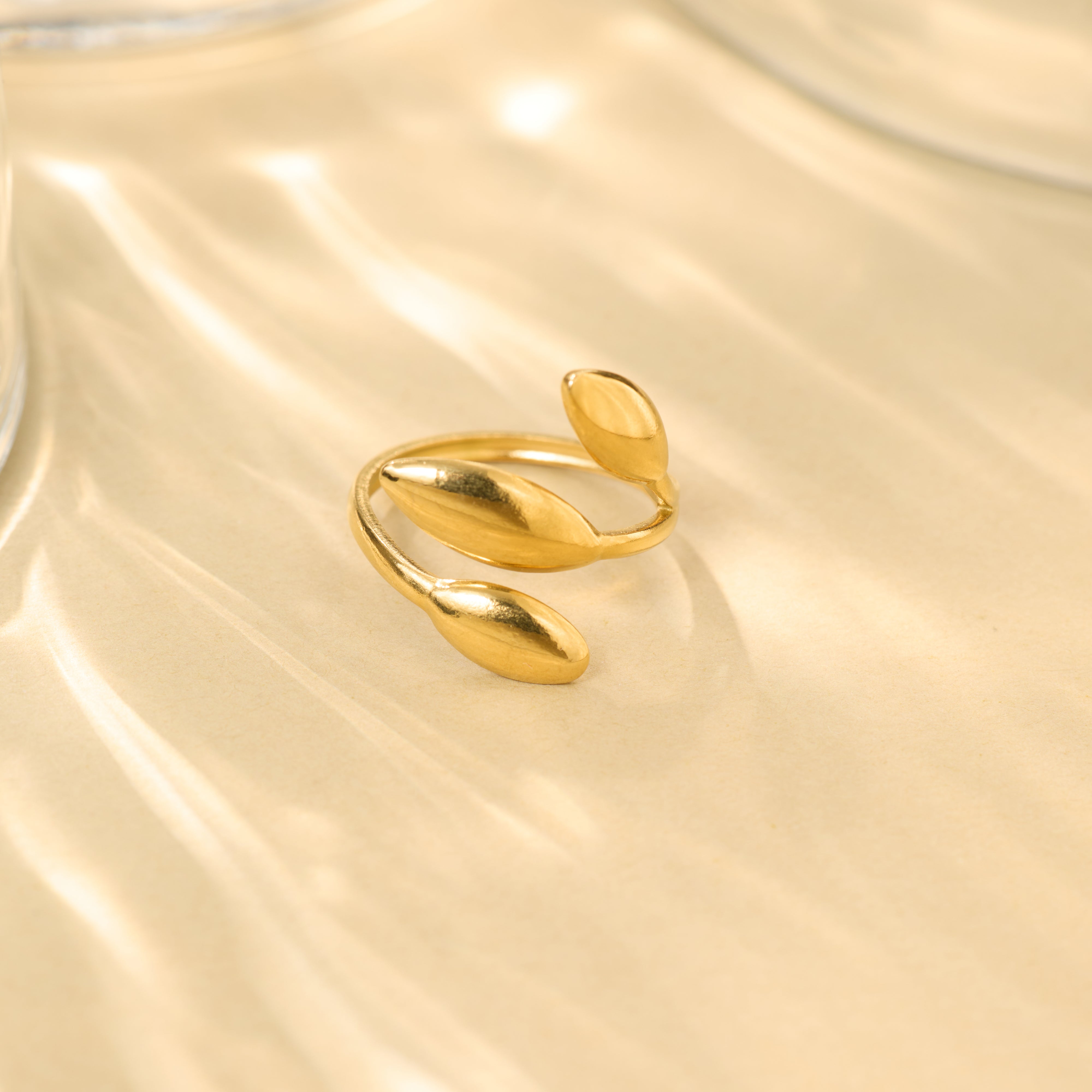 Leaf-Inspired Open Gold Ring