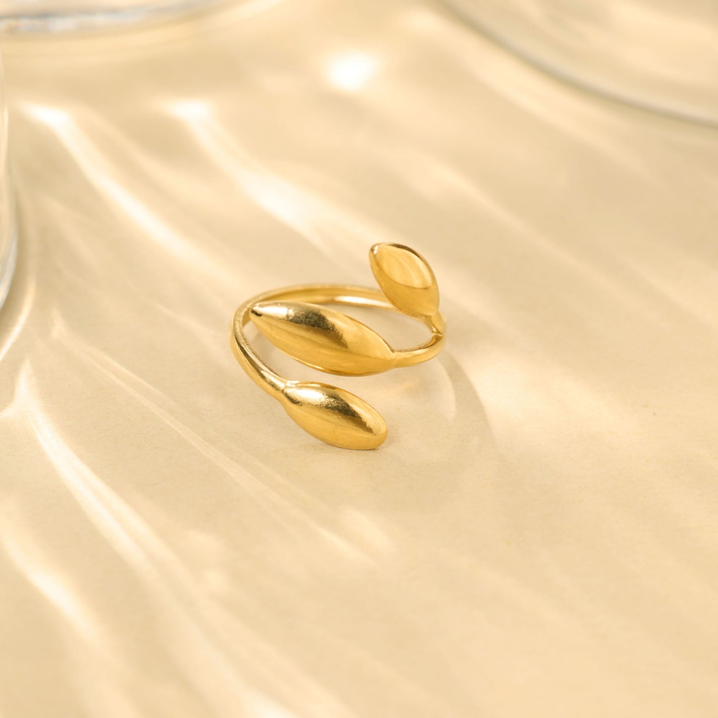 Leaf-Inspired Open Gold Ring
