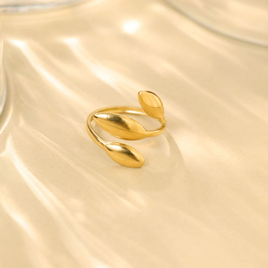 Leaf-Inspired Open Gold Ring