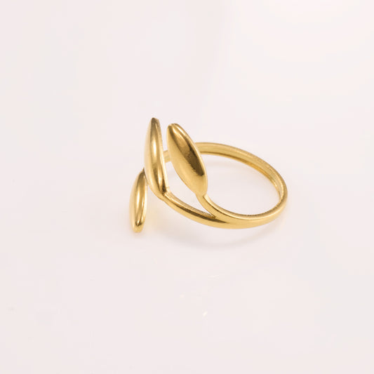 Leaf-Inspired Open Gold Ring