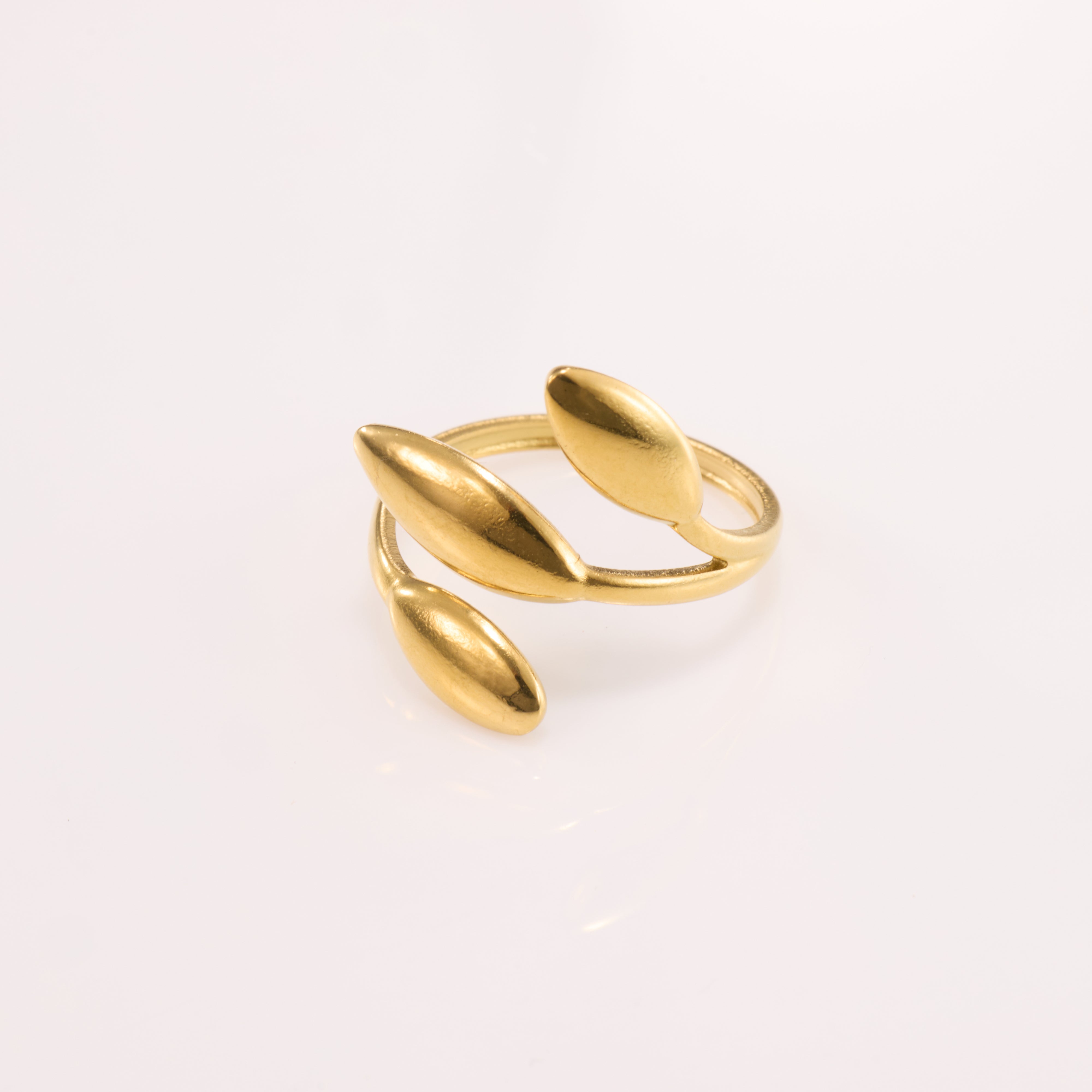 Leaf-Inspired Open Gold Ring