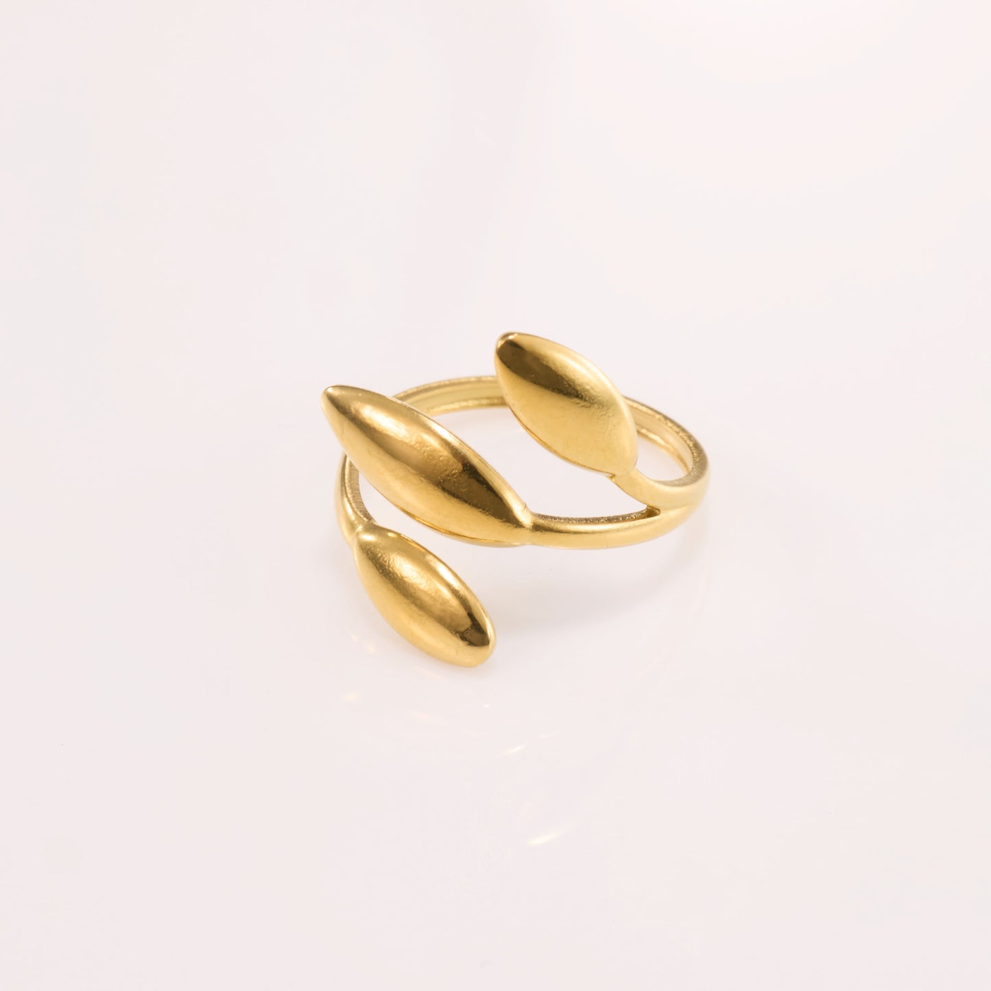 Leaf-Inspired Open Gold Ring