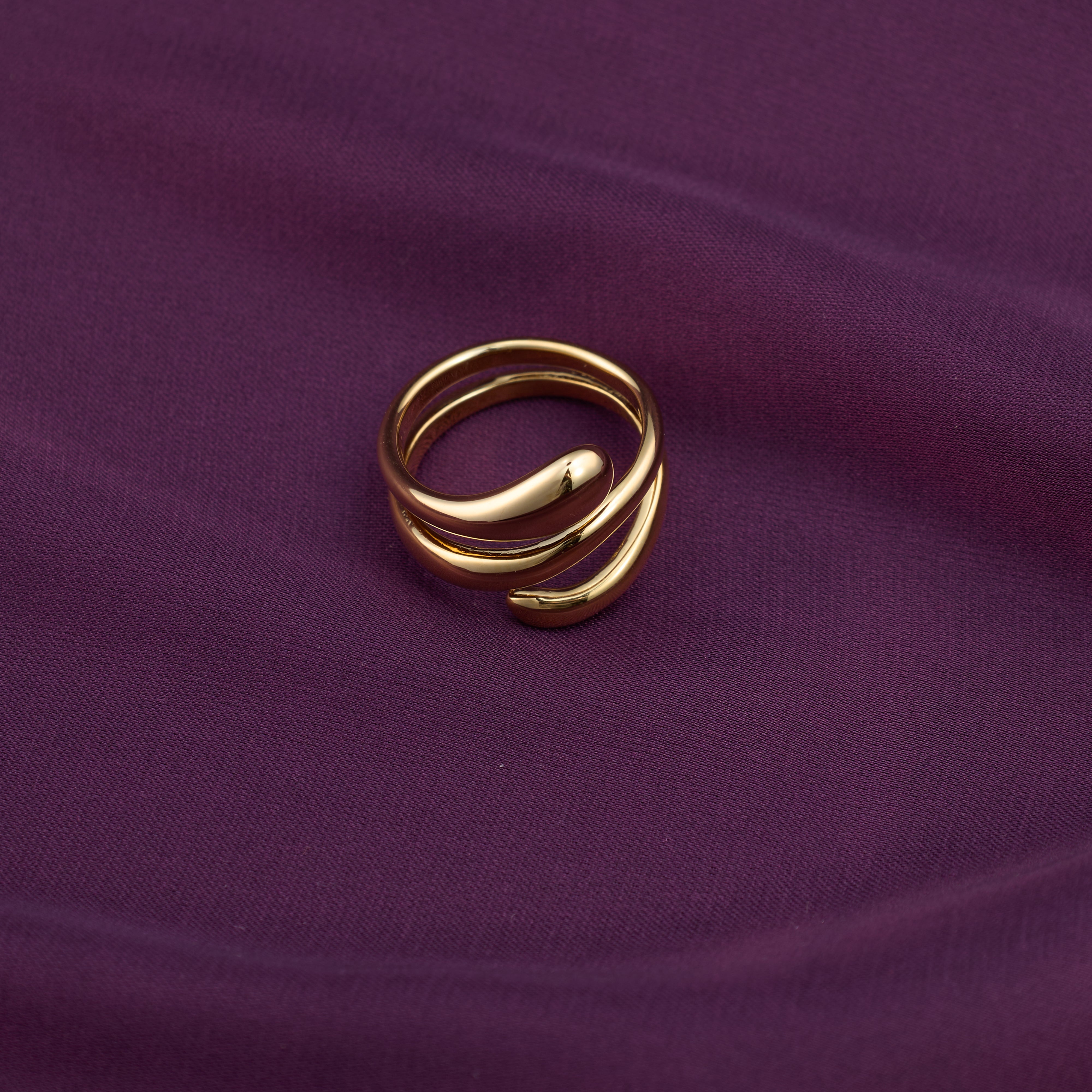 Liquid Aura Teardrop Gold Wrap Ring