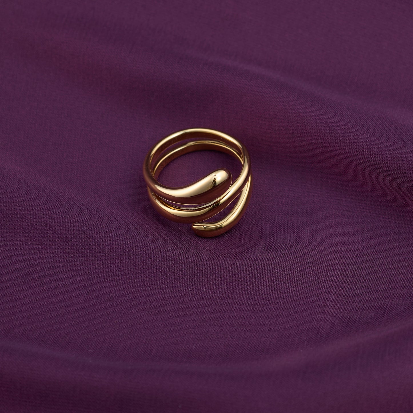 Liquid Aura Teardrop Gold Wrap Ring