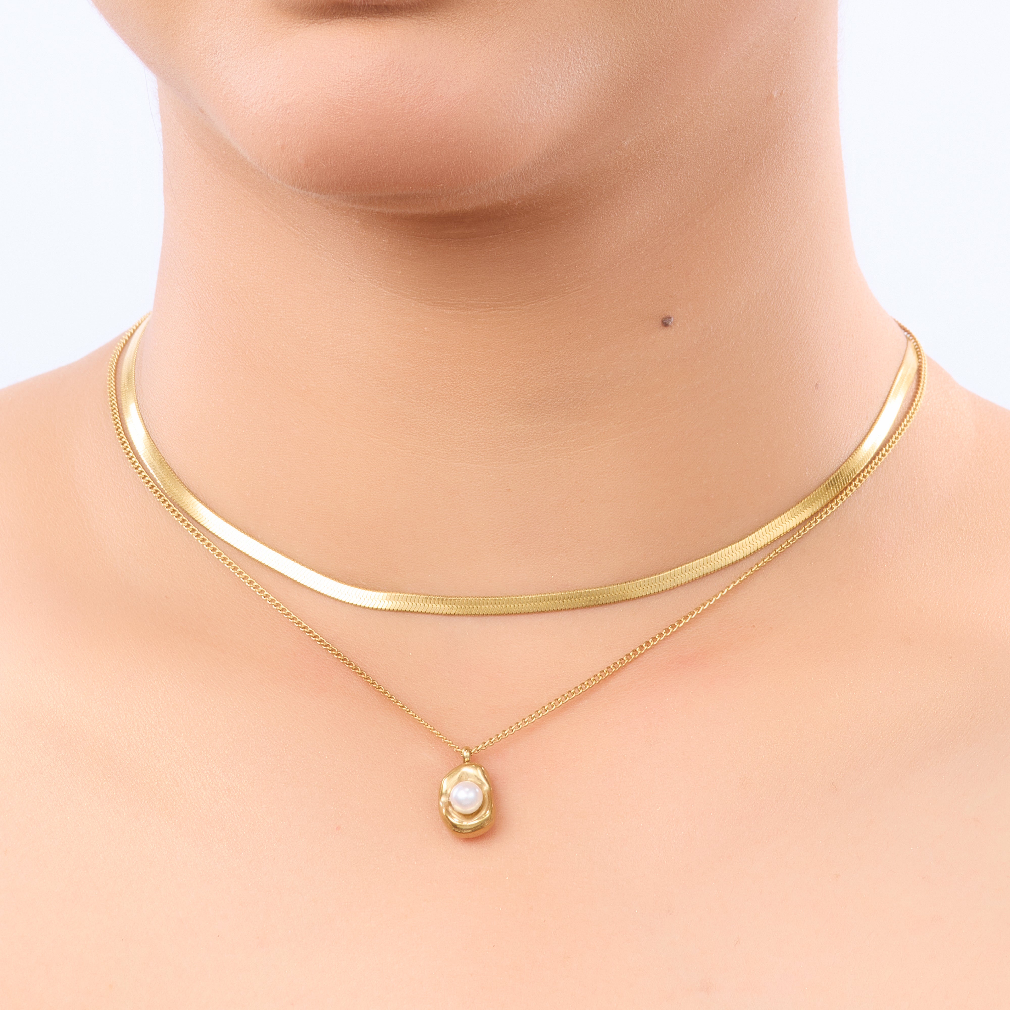 Herringbone Fusion Pearl Pendant