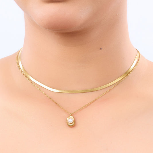 Herringbone Fusion Pearl Pendant