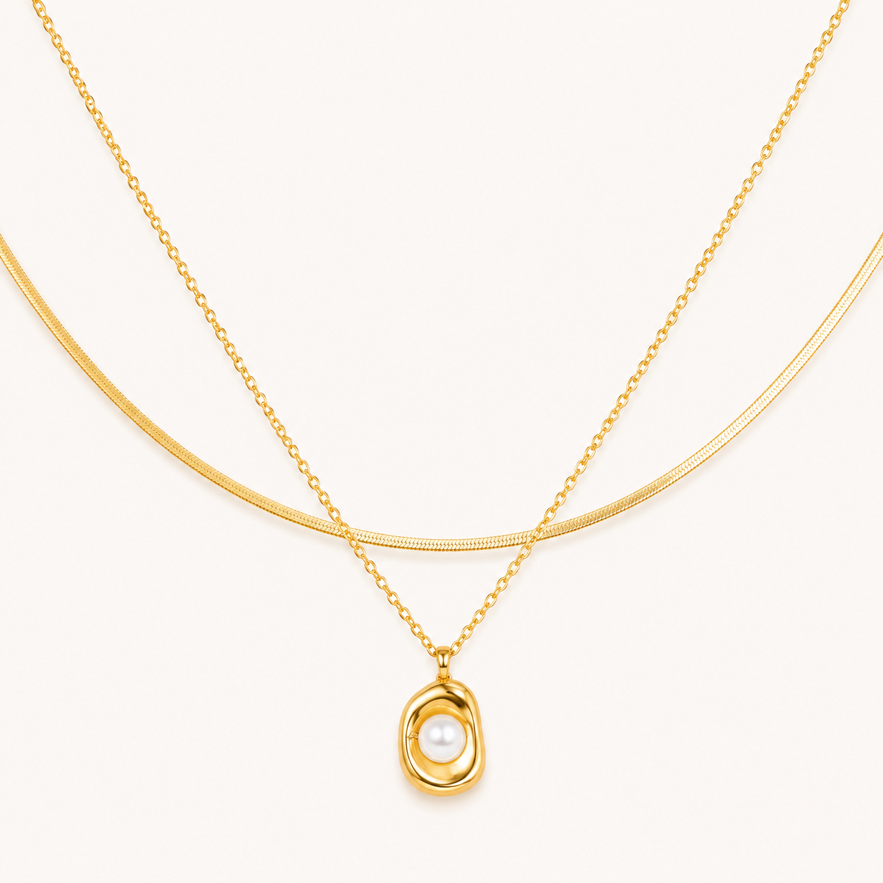 Herringbone Fusion Pearl Pendant