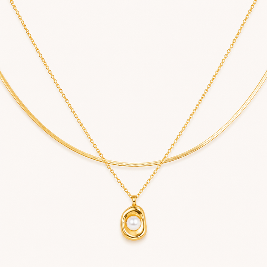 Herringbone Fusion Pearl Pendant