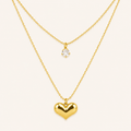 Golden Heart Duo Necklace Set
