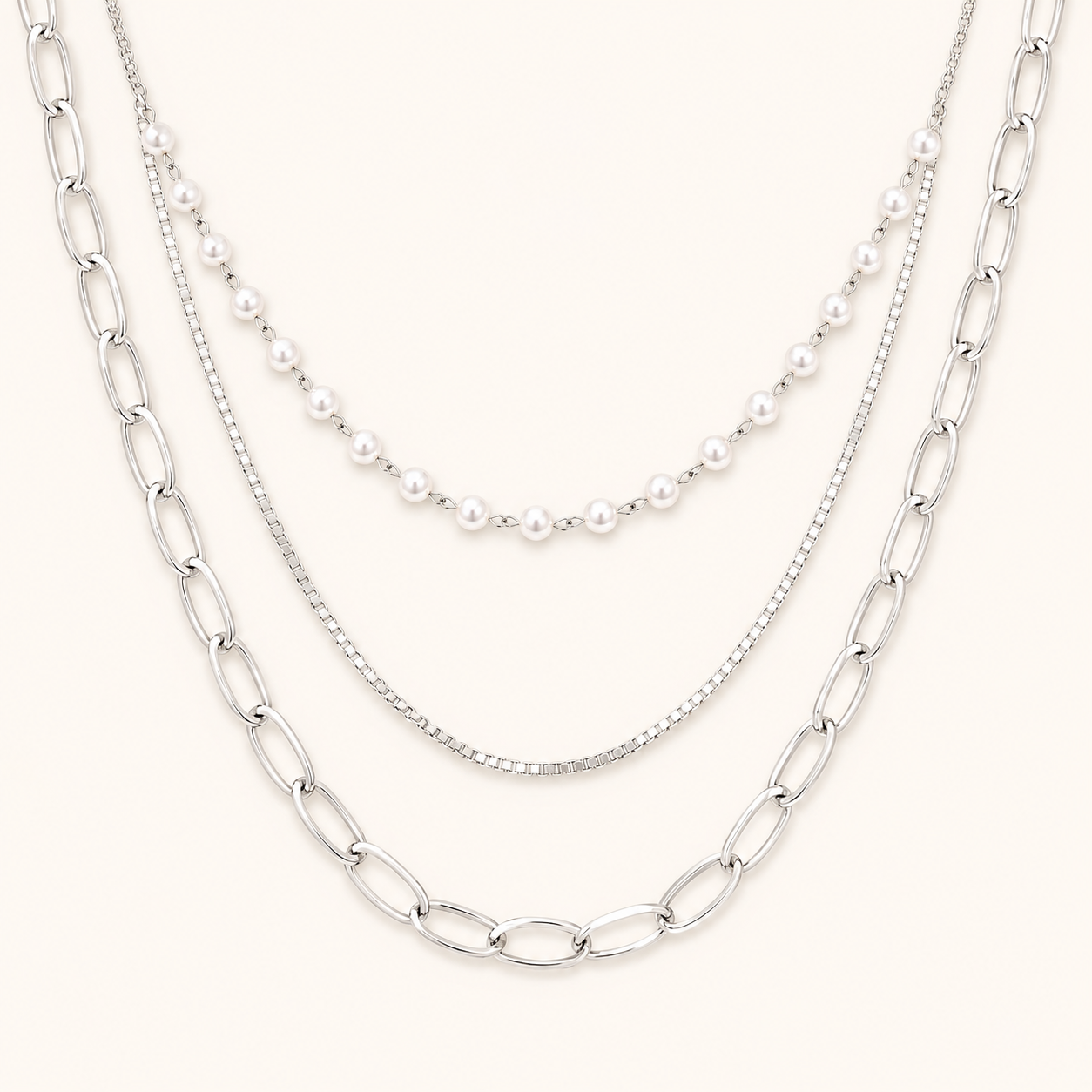 Luxe Trinity Layered Necklace Set