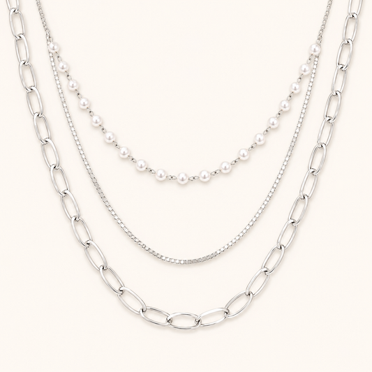 Luxe Trinity Layered Necklace Set