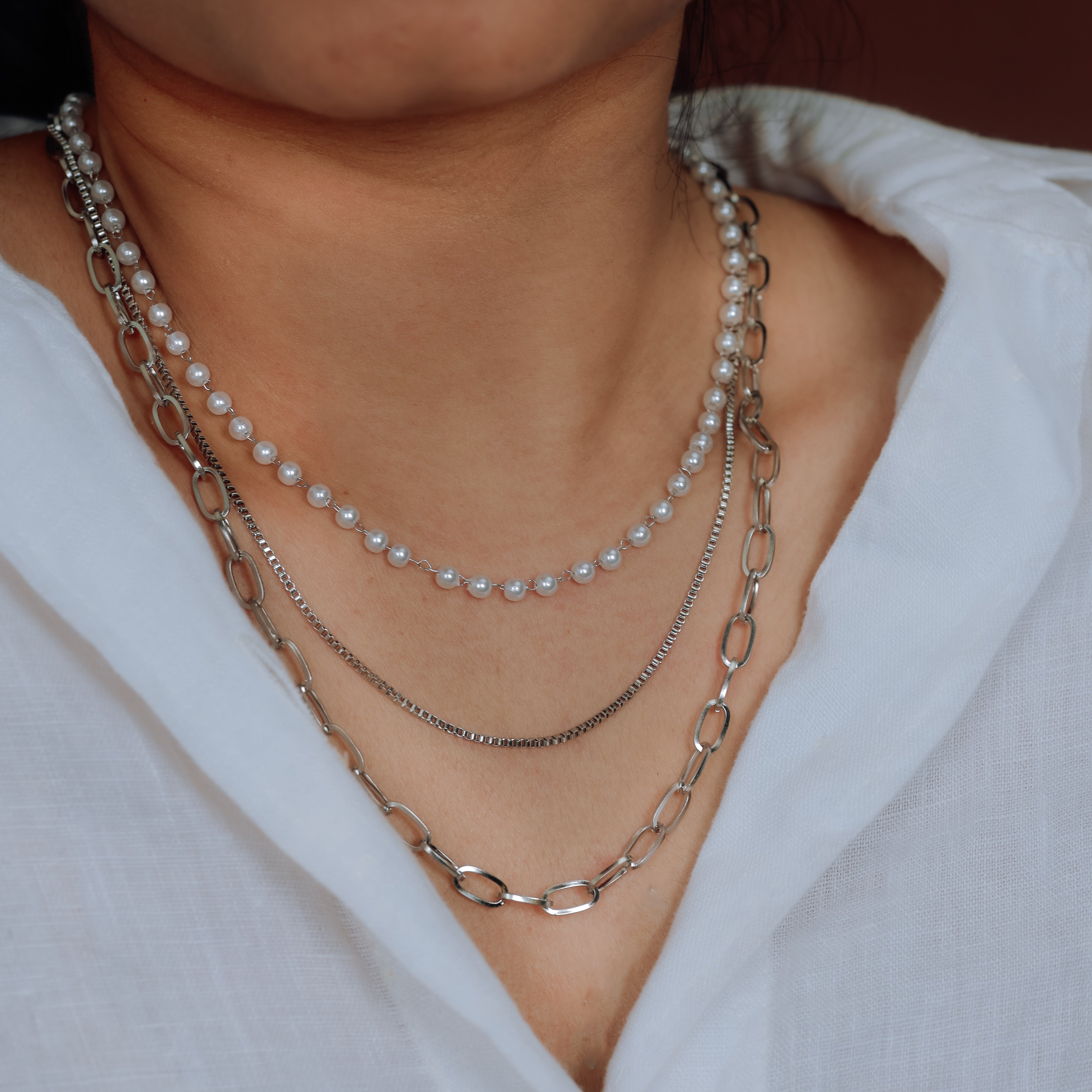 Luxe Trinity Layered Necklace Set