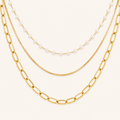 Layered Gold & Pearl Chain Necklace Set