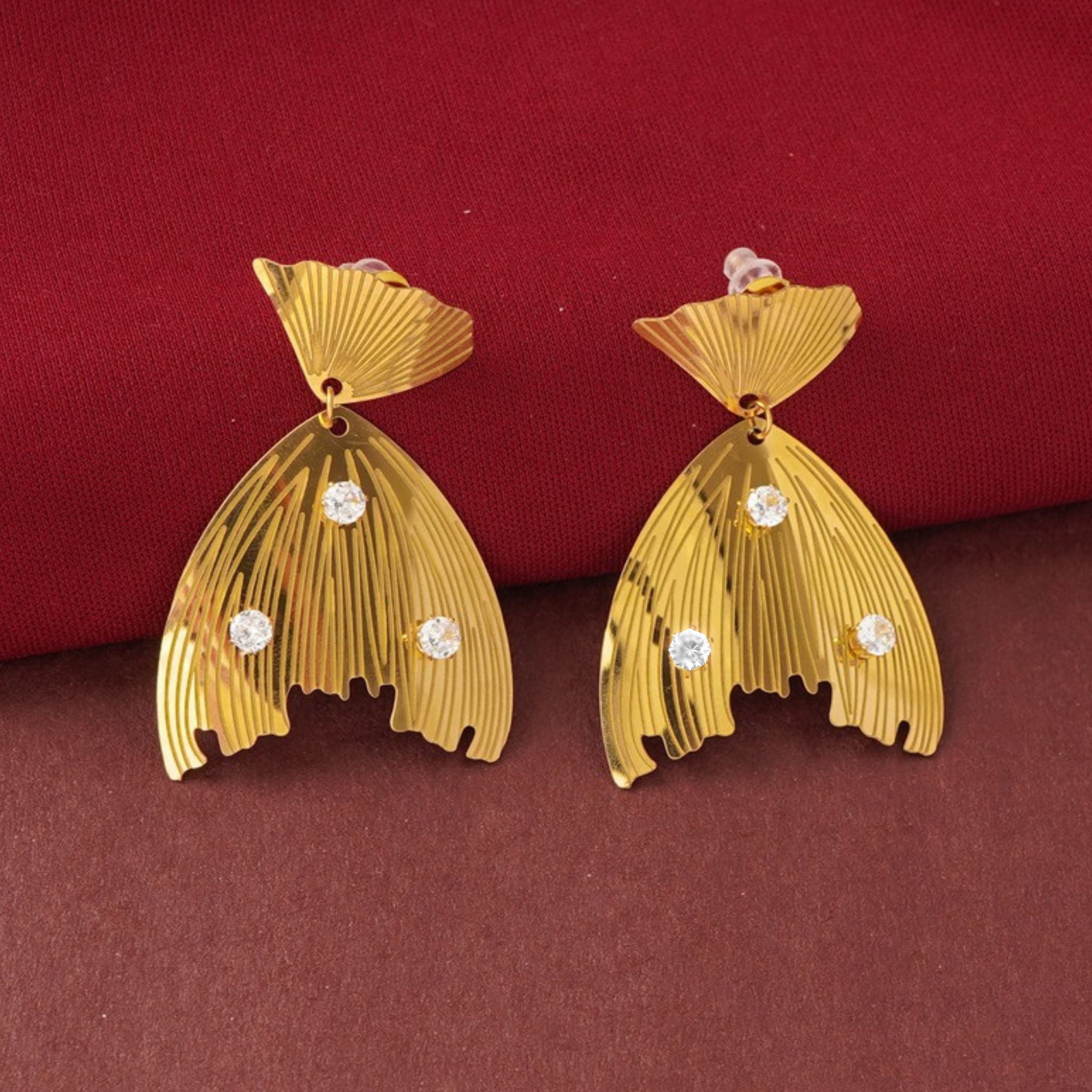 Golden Fan Drop Earrings