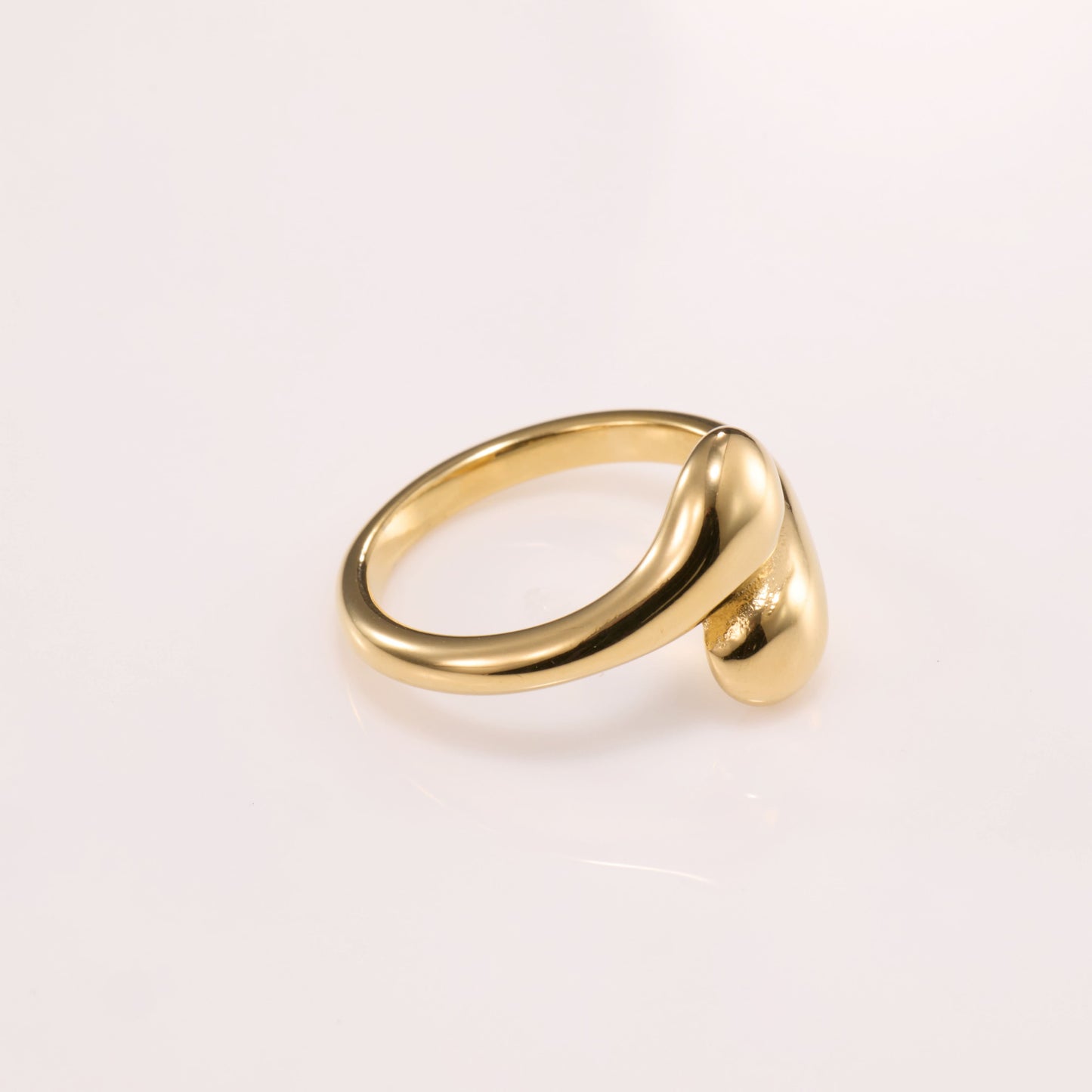 Abstract Oro Bypass Band Ring – worn on hand, fluid gold bypass ring for daily wear