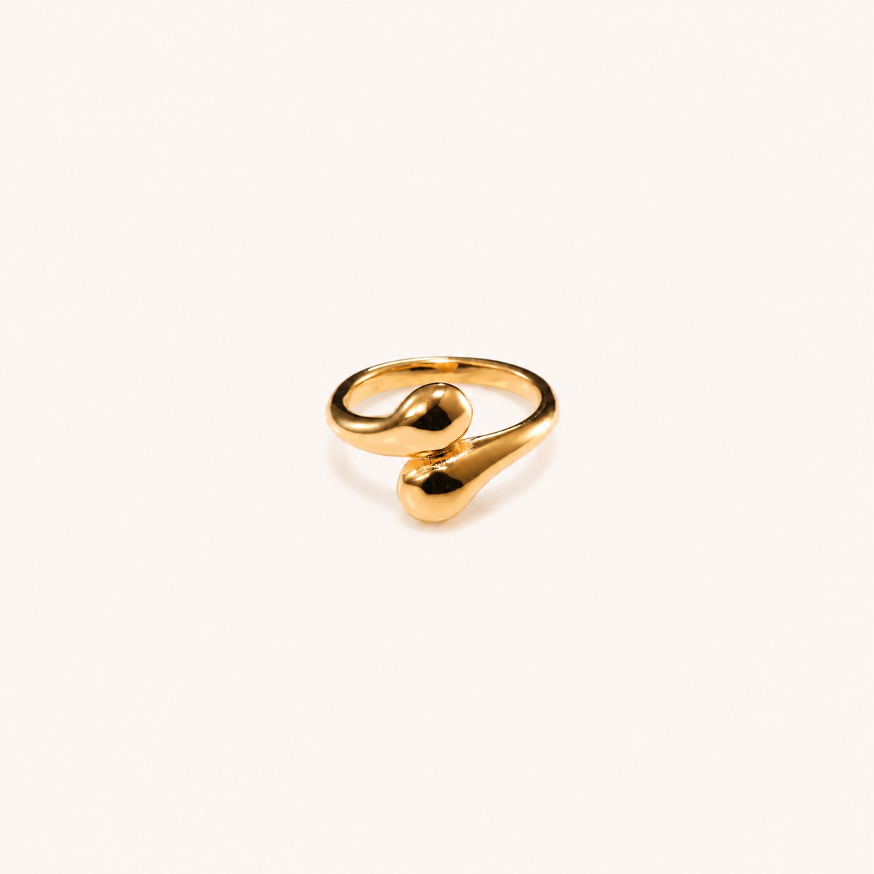 Abstract Oro Bypass Band Ring – fluid molten-curve sculptural bypass ring in 18K gold plated finish for women