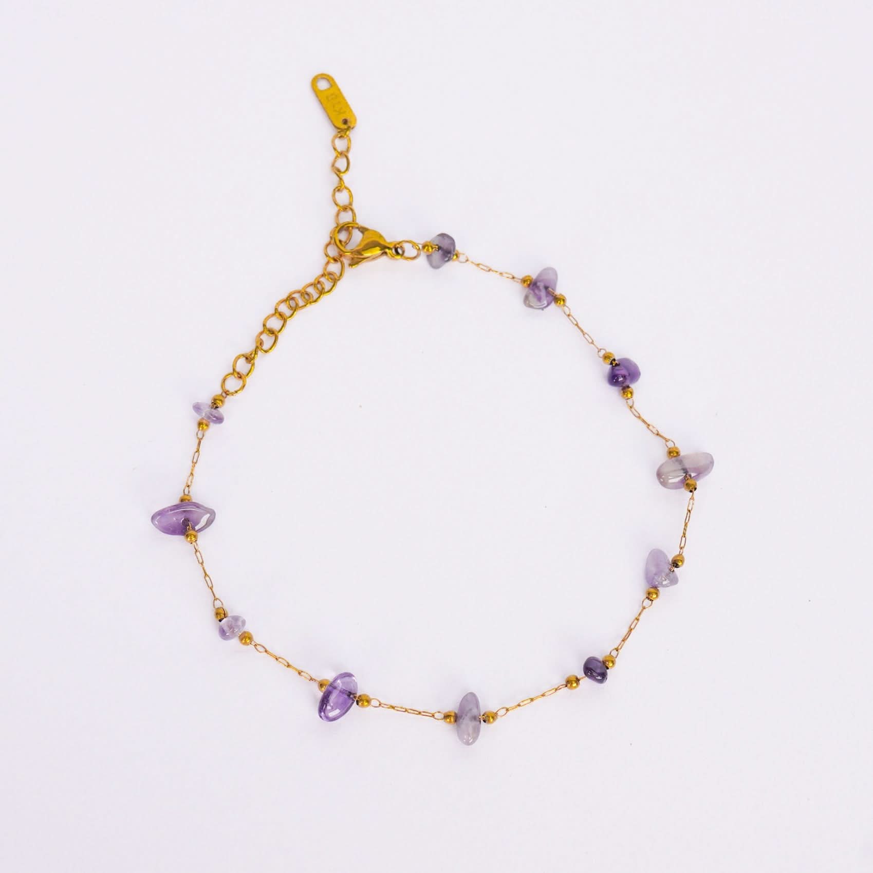 Amora Violet Bead Statement Bracelet - 18K gold plated violet bead bracelet for women - view 2