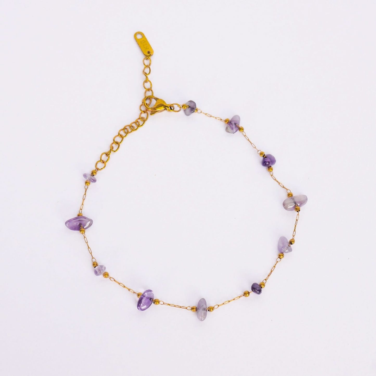 Amora Violet Bead Statement Bracelet - 18K gold plated violet bead bracelet for women - view 2