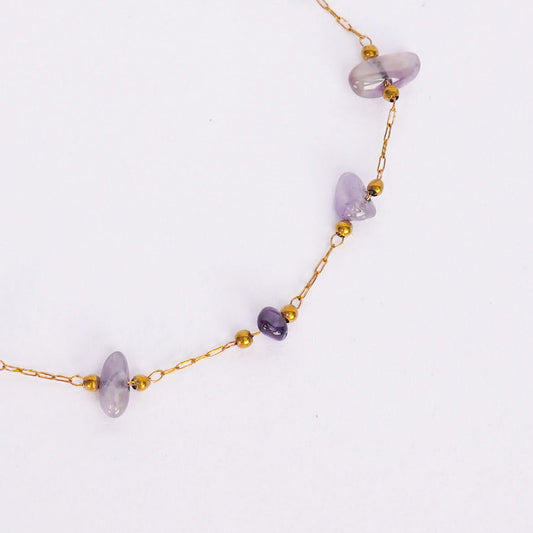 Amora Violet Bead Statement Bracelet - 18K gold plated violet bead bracelet for women - view 3