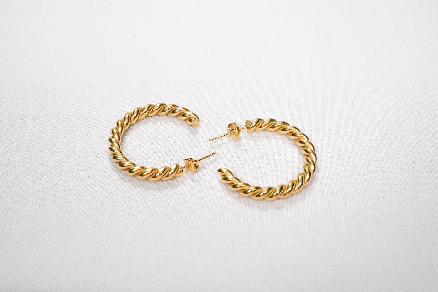 Amore C-Shape Minimal Hoop Stud Earrings - gold plated C shaped hoop stud earrings for women - view 3