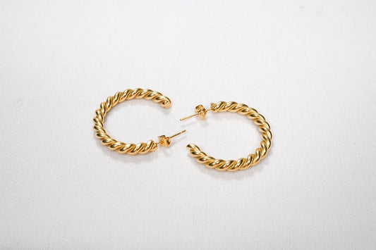 Amore C-Shape Minimal Hoop Stud Earrings - gold plated C shaped hoop stud earrings for women - view 3