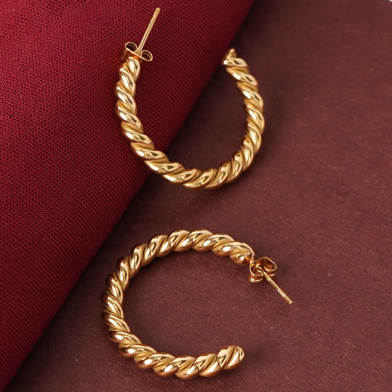 Amore C-Shape Minimal Hoop Stud Earrings - gold plated C shaped hoop stud earrings for women - view 4