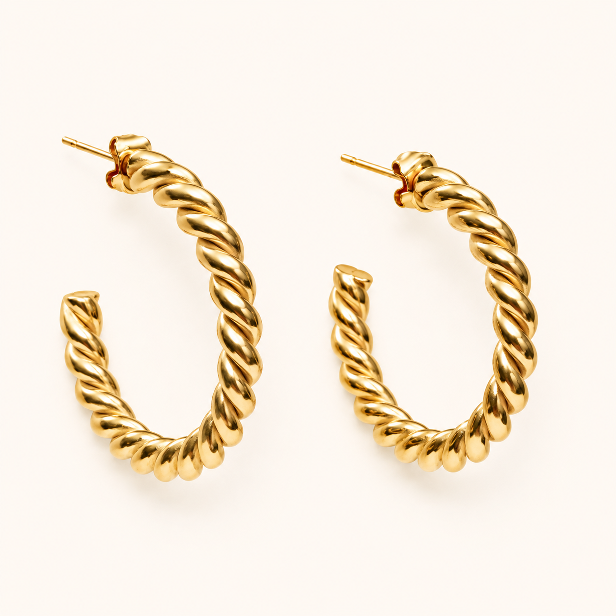 Amore C-Shape Minimal Hoop Stud Earrings - gold plated C shaped hoop stud earrings for women