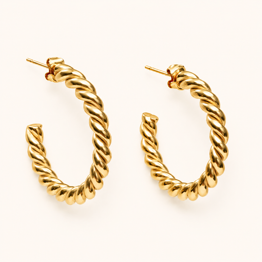Amore C-Shape Minimal Hoop Stud Earrings - gold plated C shaped hoop stud earrings for women