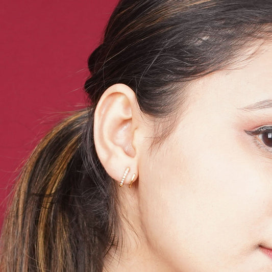 Amore Crystal Claw Double Hoop Earrings - gold plated crystal claw hoop earrings for women - view 2