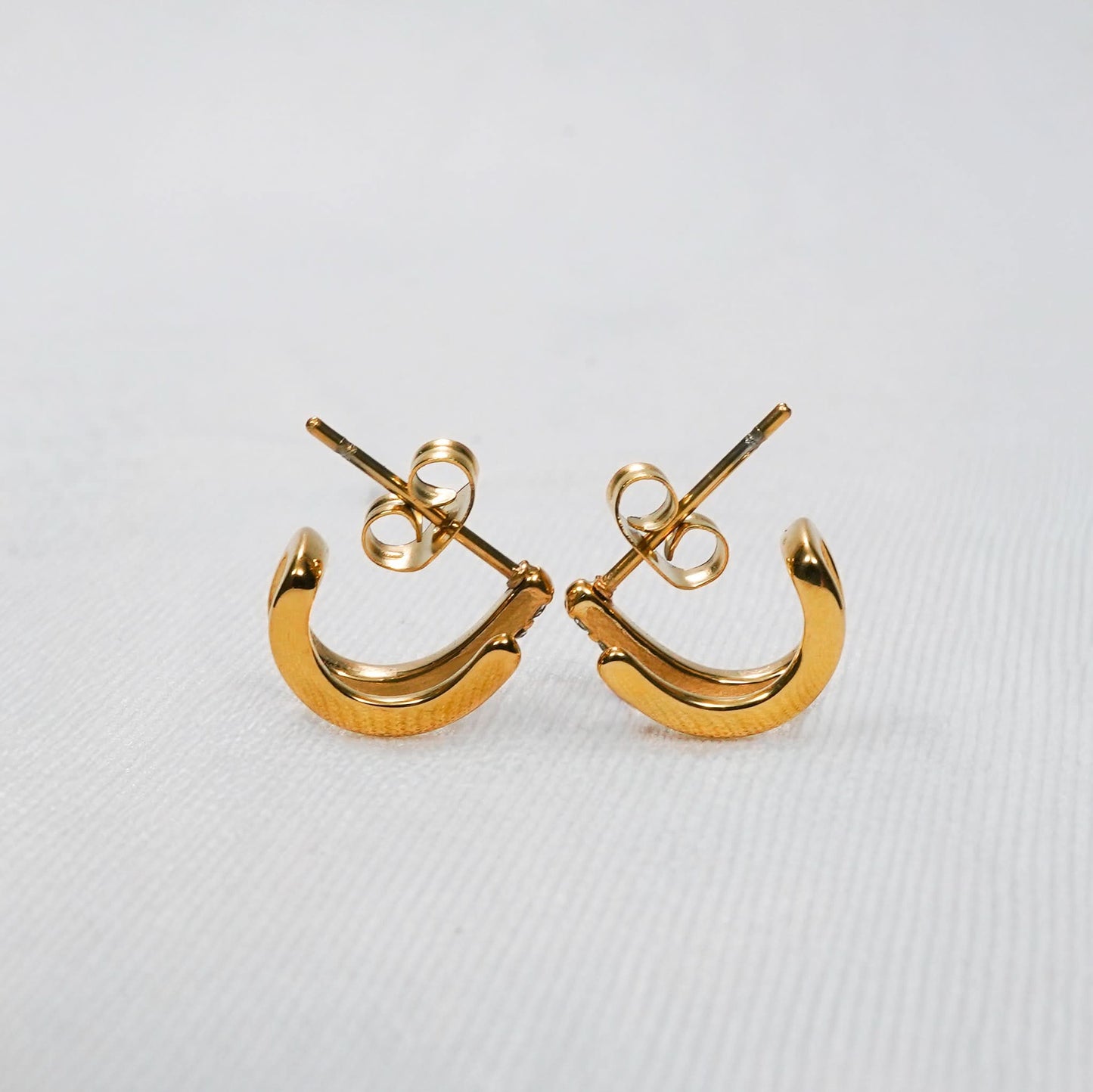 Amore Crystal Claw Double Hoop Earrings - gold plated crystal claw hoop earrings for women - view 3