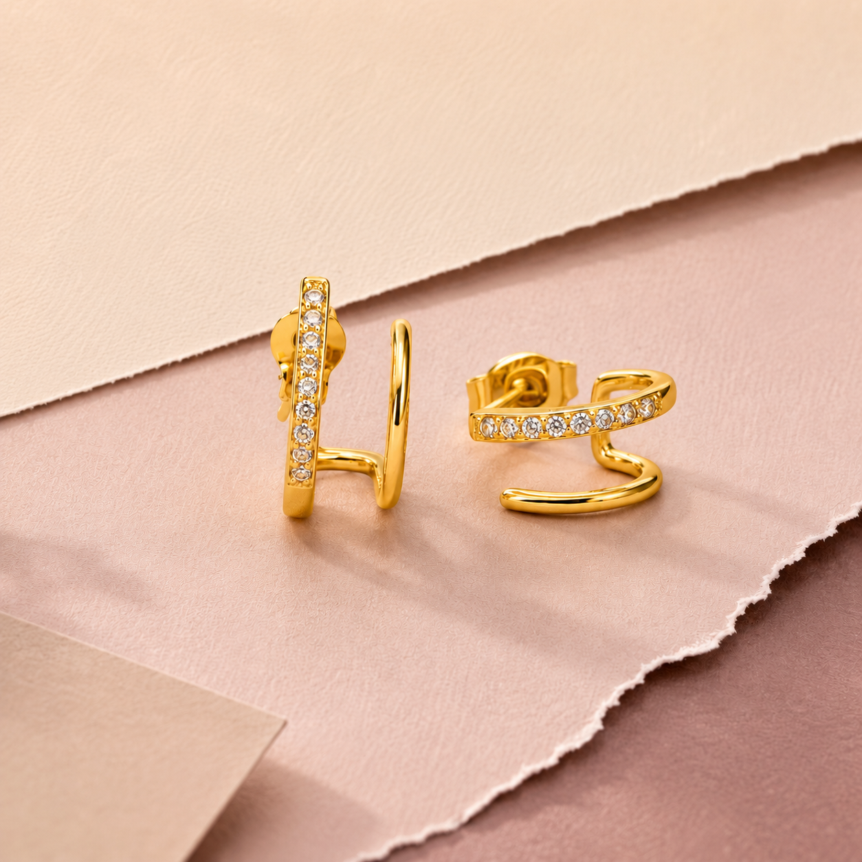 Amore Crystal Claw Double Hoop Earrings - gold plated crystal claw hoop earrings for women - view 5