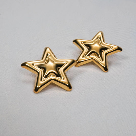 Amore Dual-Tone Star Drop Earrings - gold and silver star drop earrings for women - view 7