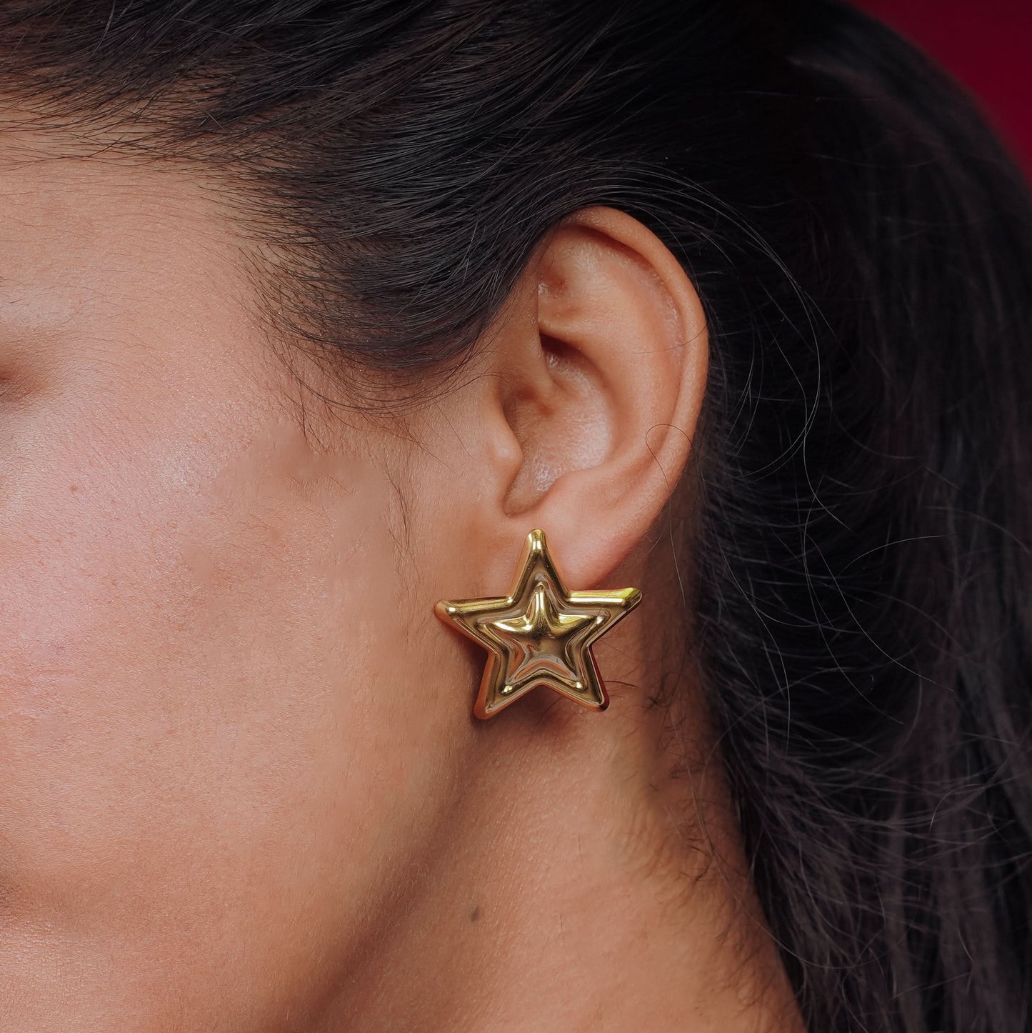 Amore Dual-Tone Star Drop Earrings - gold and silver star drop earrings for women - view 8