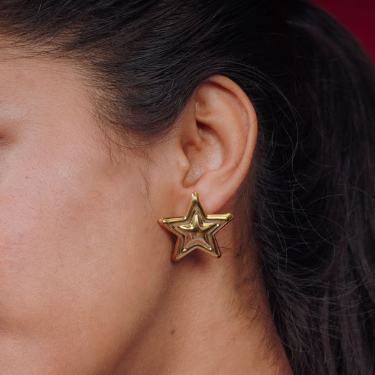 Amore Dual-Tone Star Drop Earrings - gold and silver star drop earrings for women - view 8