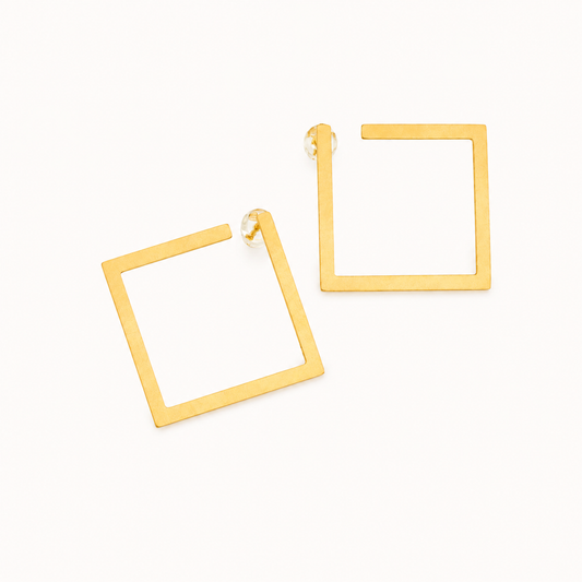 Amore Geometric Hoop Stud Earrings - gold plated geometric hoop stud earrings for women