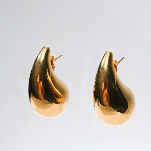 Amore Oversized Teardrop Stud Earrings - gold plated oversized teardrop stud earrings for women - view 3