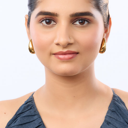Amore Oversized Teardrop Stud Earrings - gold plated oversized teardrop stud earrings for women - view 5