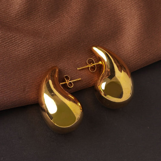 Amore Oversized Teardrop Stud Earrings - gold plated oversized teardrop stud earrings for women - view 6