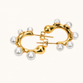 Amore Pearl Fan Semi-Hoop Earrings