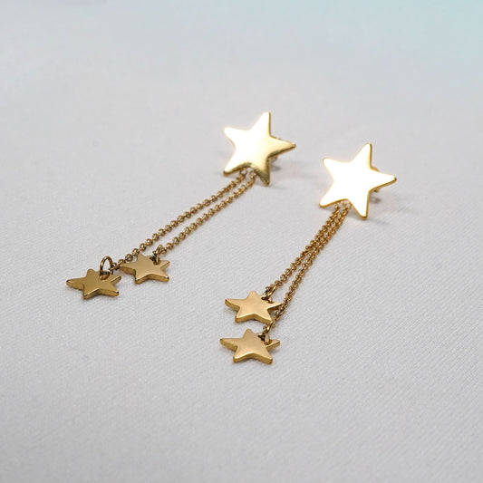 Amore Shooting Star Tassel Drop Earrings - gold plated star tassel drop earrings for women - view 3