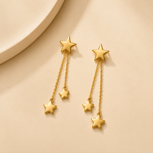 Amore Shooting Star Tassel Drop Earrings - gold plated star tassel drop earrings for women - view 4
