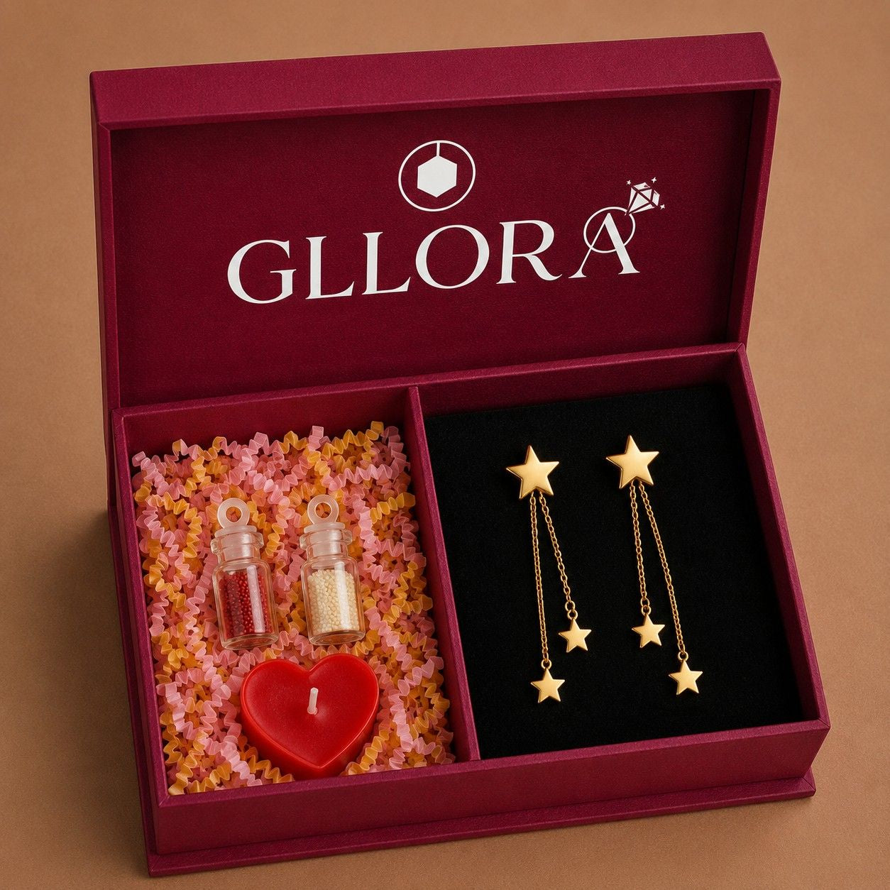 Amore Shooting Star Tassel Drop Earrings - gold plated star tassel drop earrings for women