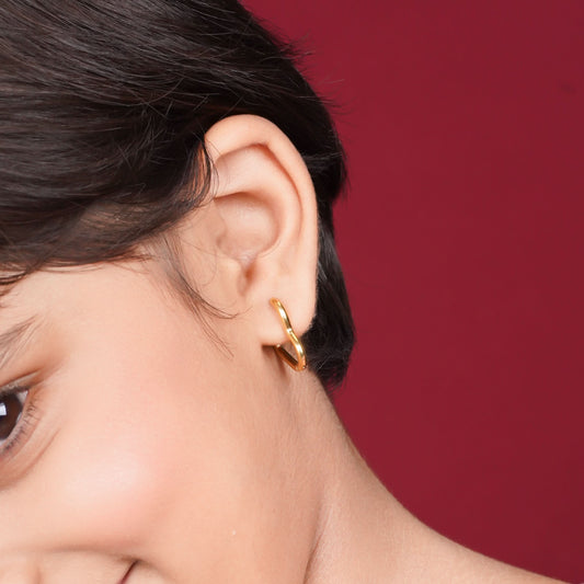 Amore Star Heart Gold Stud Earrings - gold plated star and heart design stud earrings for women - view 2