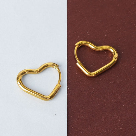 Amore Star Heart Gold Stud Earrings - gold plated star and heart design stud earrings for women - view 5
