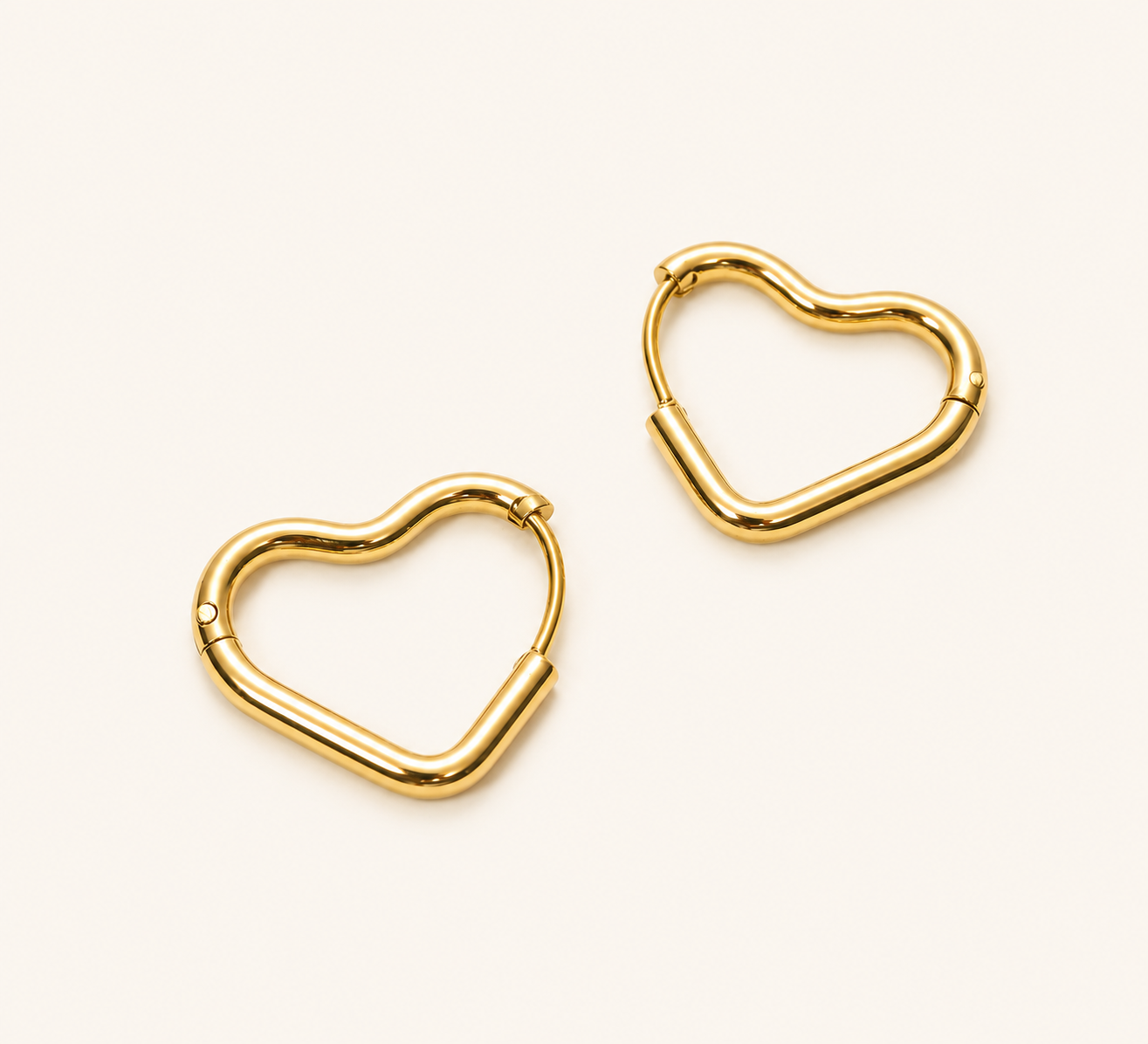 Amore Star Heart Gold Stud Earrings - gold plated star and heart design stud earrings for women