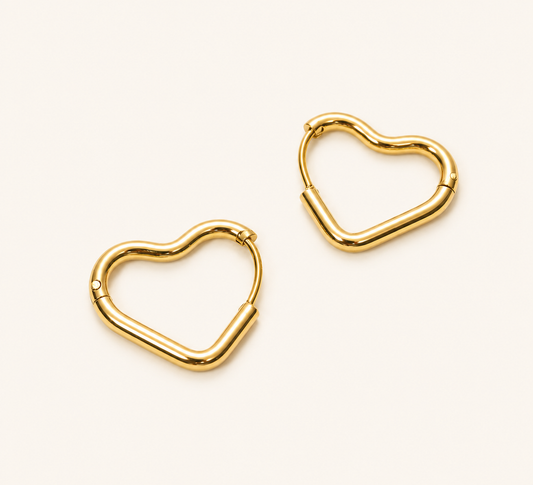Amore Star Heart Gold Stud Earrings - gold plated star and heart design stud earrings for women