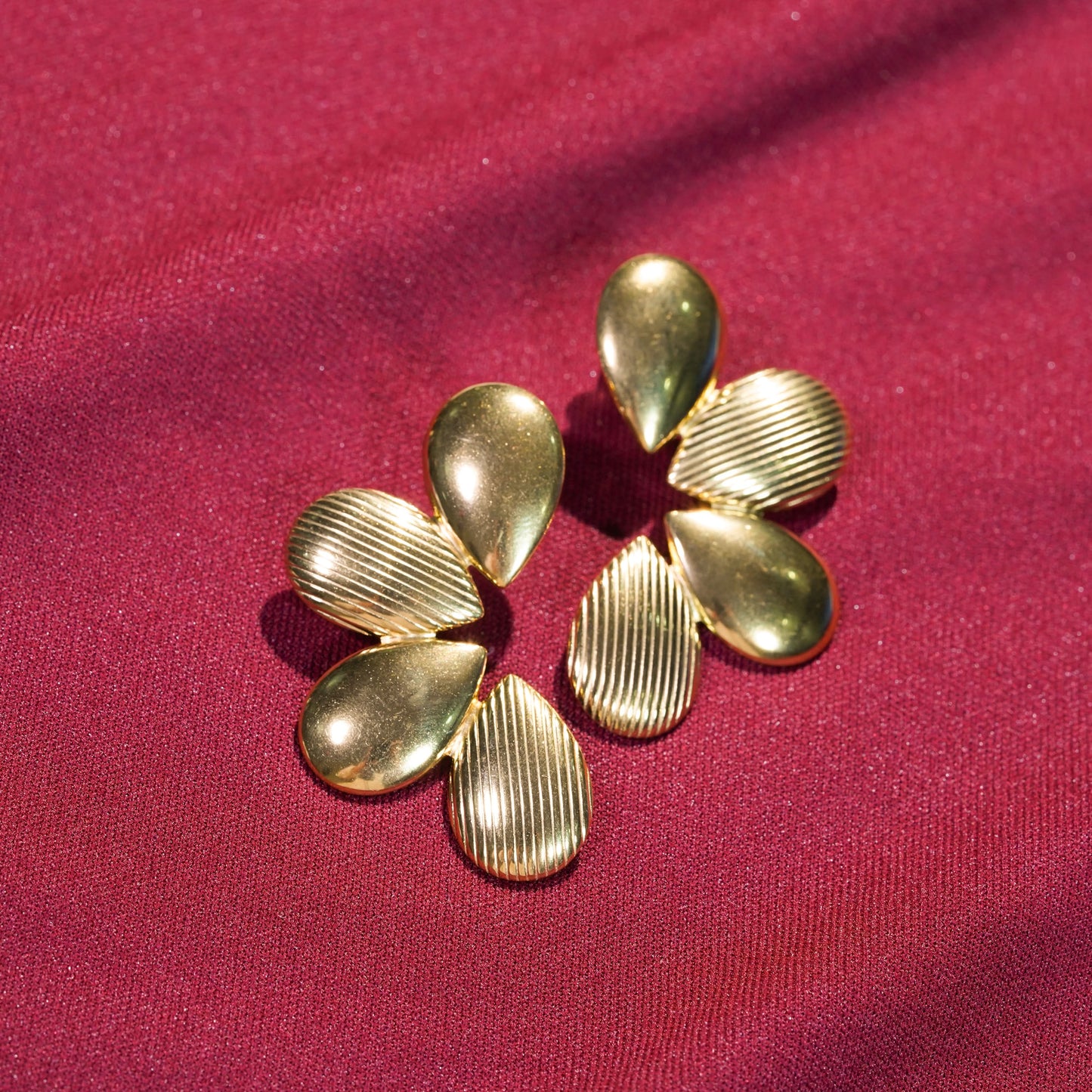 Amore Tropical Floral Butterfly Stud Earrings - gold plated floral butterfly stud earrings for women - view 3