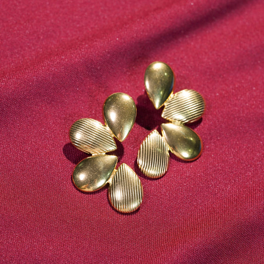 Amore Tropical Floral Butterfly Stud Earrings - gold plated floral butterfly stud earrings for women - view 3